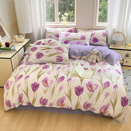 91家纺网 家纺一手货源 找家纺 寐眠 2025新款A类全棉印花四件套 霓裳