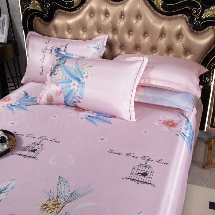 91家纺网 家纺一手货源 找家纺 肖恩毯业 2025新款印花斜纹冰丝席三件套 雏菊满野