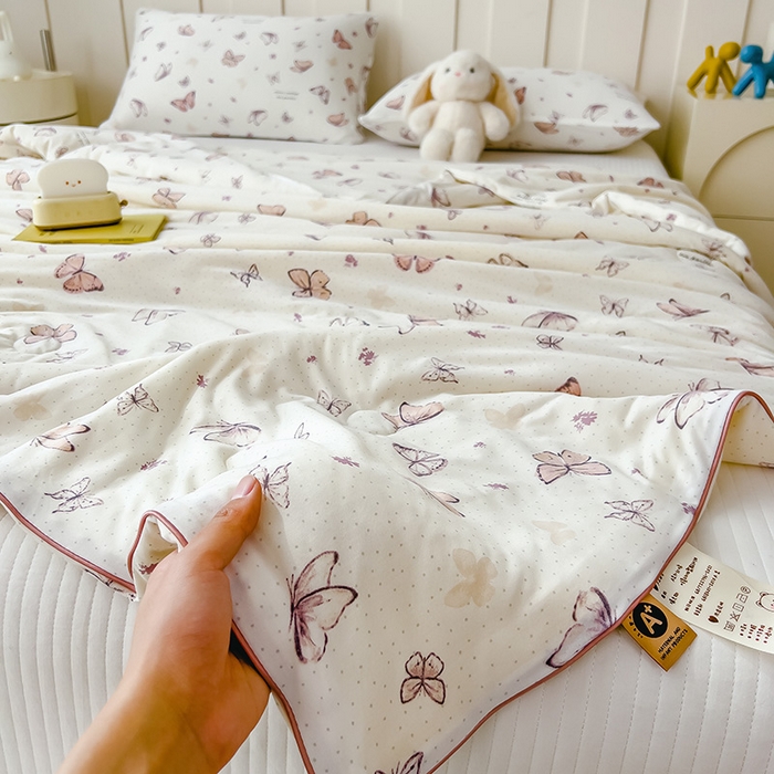 91家纺网 家纺一手货源 找家纺 2025新款A类小清新针织棉夏凉被 小芙贝拉