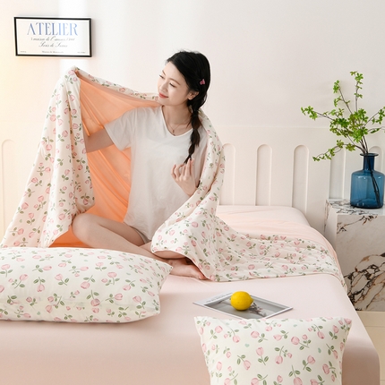 91家纺网 家纺一手货源 找家纺 圣楚 2025新款优雅凉感丝夏被 迷恋