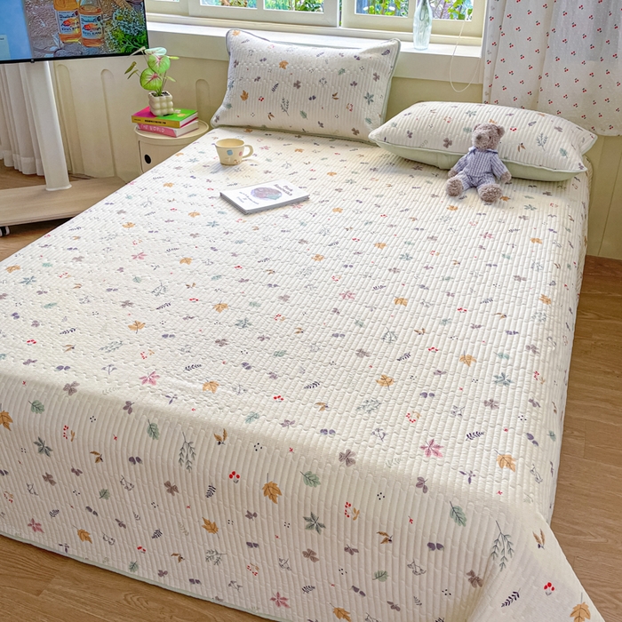 91家纺网 家纺一手货源 找家纺 857家居 2025新款针织双层纱床盖三件套 麦穗