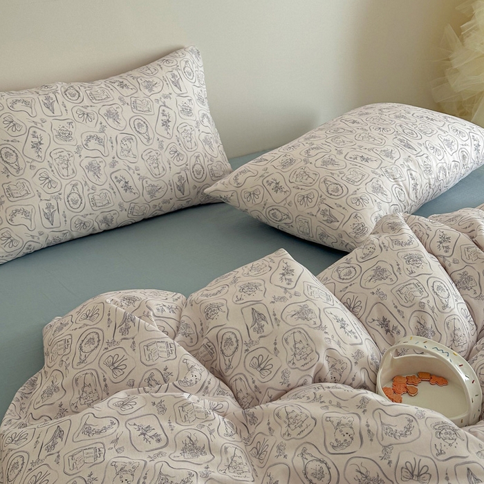 91家纺网 家纺一手货源 找家纺 塞纳 2026新款.全棉有氧双层纱四件套-场景二-浪漫主义-兰