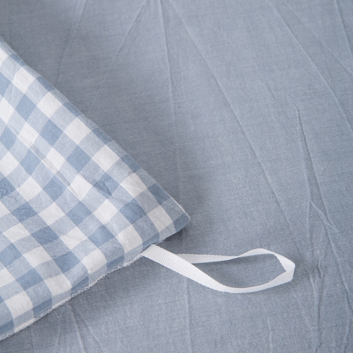 91家纺网 家纺一手货源 找家纺 玖弘家居 2025新款水洗棉单被套 浅蓝小格