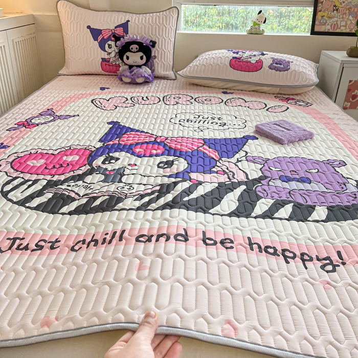 91家纺网 家纺一手货源 找家纺 金爱家 2025新款正版三丽鸥凉感乳胶凉席 贪玩库洛米