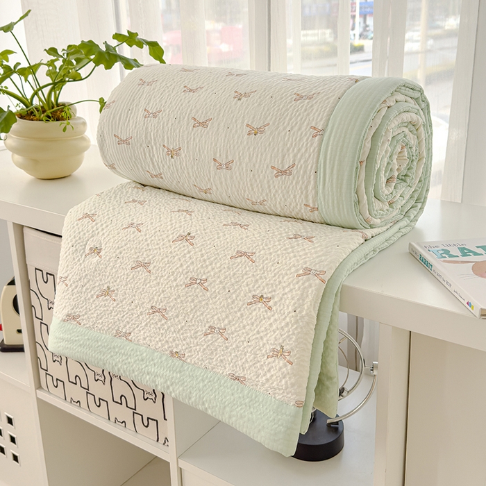 91家纺网 家纺一手货源 找家纺 （总）2025新款A类印花泡泡纱大豆夏凉被被子被芯