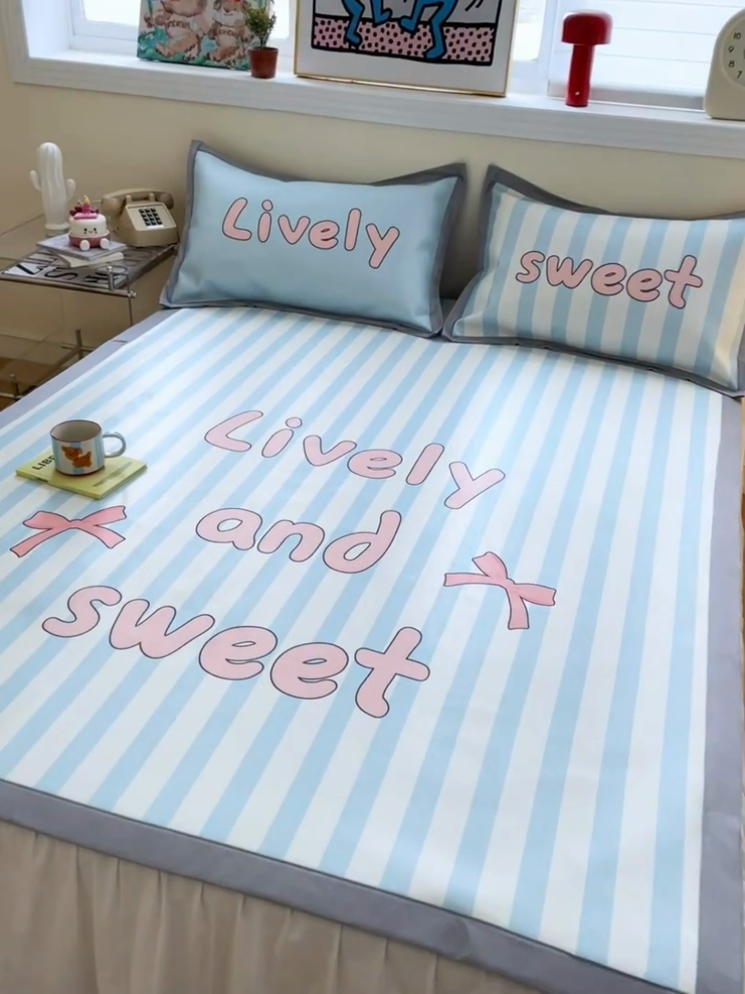 91家纺网 家纺一手货源 找家纺 川悦生活 2025新款大版凉感冰丝席三件套 半岛物语