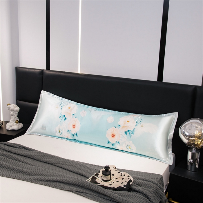 91家纺网 家纺一手货源 找家纺 梦舒羽 2025新款可水洗冰丝双人枕套凉爽情侣枕头套枕芯套 花语