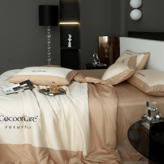 91家纺网 家纺一手货源 找家纺 金奇达2025新款【洛伊】-茧养莱赛尔四件套（标准号全网控价（折后券后）不低于258元） 洛伊-可可棕