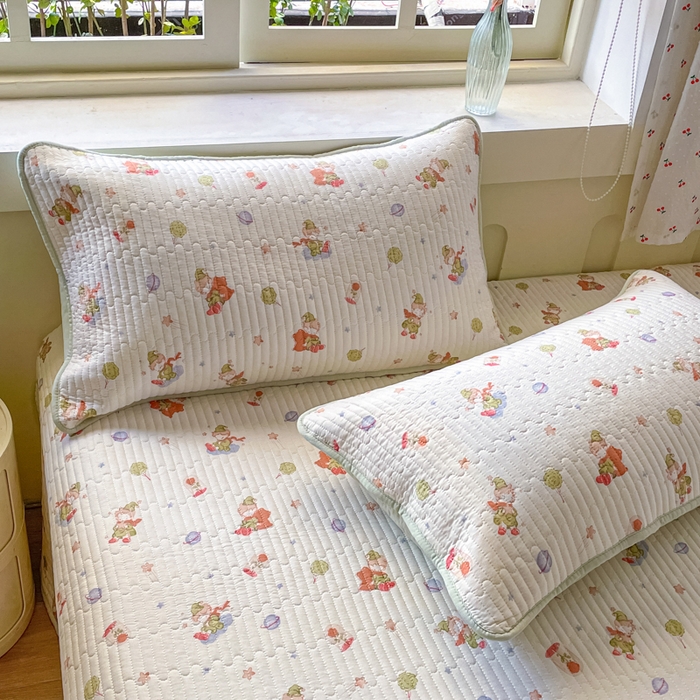 91家纺网 家纺一手货源 找家纺 857家居 2025新款针织双层纱床盖三件套 绿野仙踪