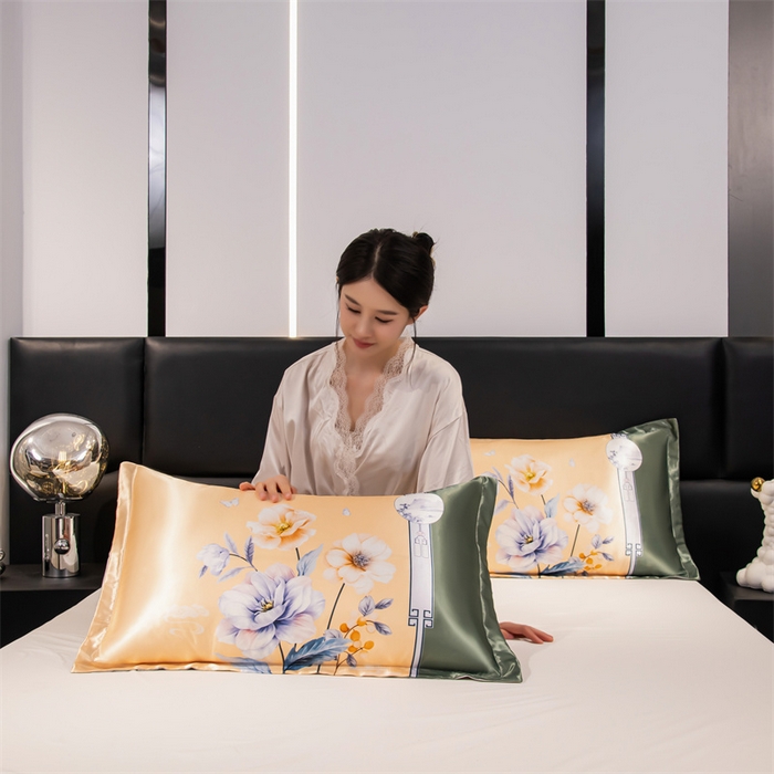 91家纺网 家纺一手货源 找家纺 梦舒羽 2025新款可水洗冰丝卡通枕套宿舍48x74cm单人凉爽枕头套 暗香