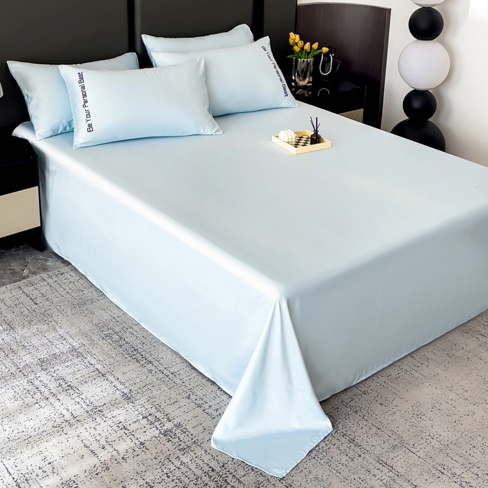 91家纺网 家纺一手货源 找家纺 纽缦家纺 2025新款纯色提花冰丝系列床单单件-单床单 复古蓝