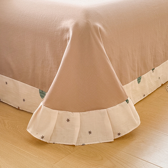 91家纺网 家纺一手货源 找家纺 2025新款40s全棉双层纱圆角吊边款四件套乐童-咖