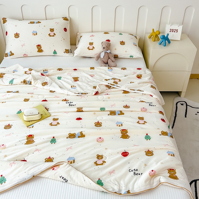 91家纺网 家纺一手货源 找家纺 2025新款A类小清新针织棉夏凉被 欢乐派对