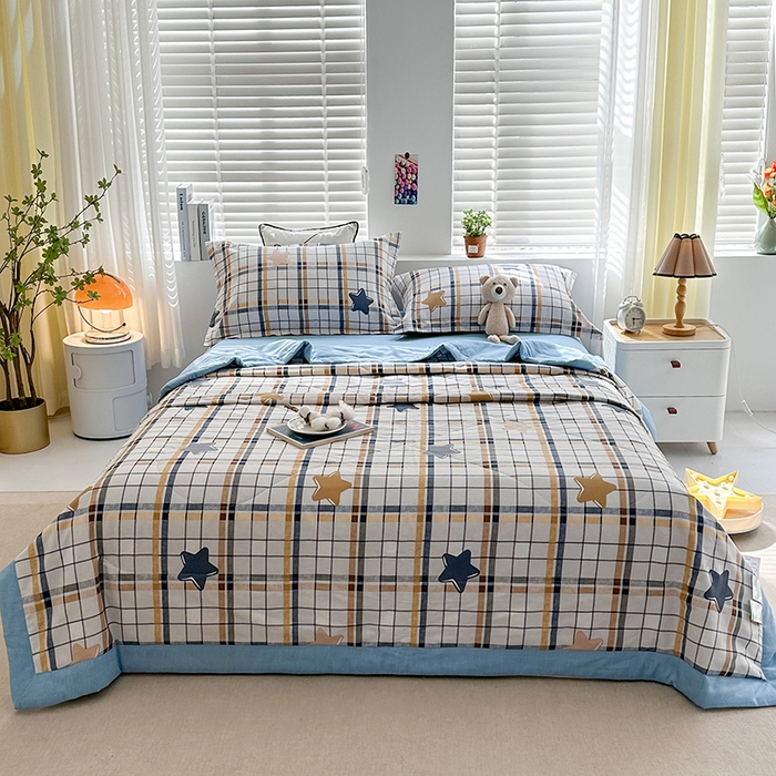 91家纺网 家纺一手货源 找家纺 欧夏家纺 2025新款里外全棉印花夏被100%新疆棉花 格调