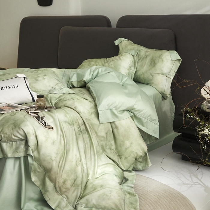 91家纺网 家纺一手货源 找家纺 金奇达2025新款【盛夏流年】-茧养莱赛尔四件套（标准号全网控价（折后券后）不低于258元） 墨尔本-飘飘绿
