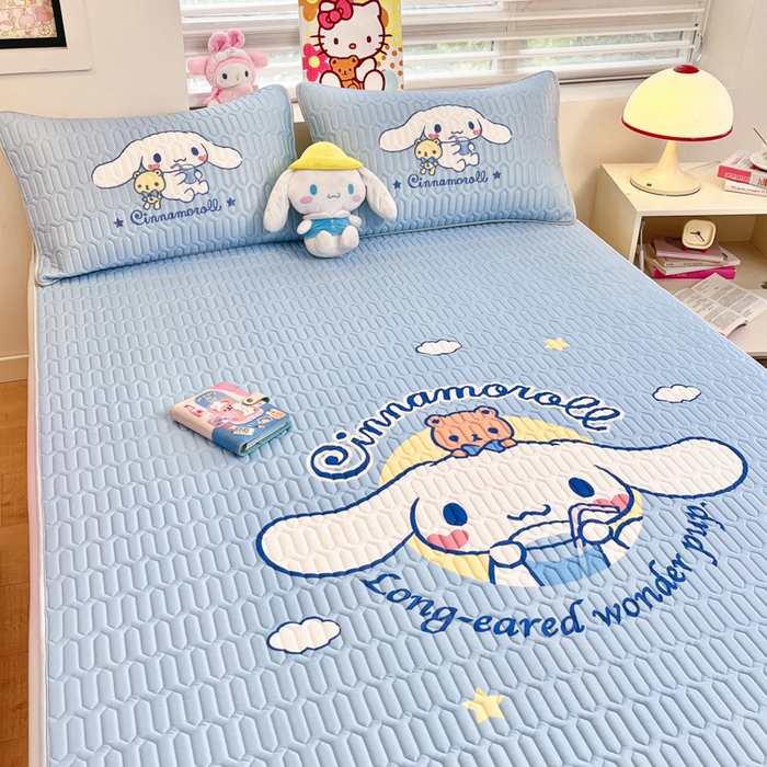 91家纺网 家纺一手货源 找家纺 金爱家 2025新款正版三丽鸥凉感乳胶凉席 汽水玉桂狗