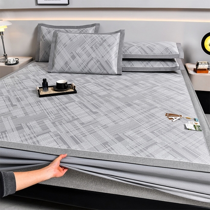 91家纺网 家纺一手货源 找家纺 （总）小牛席业 2025新款简单生活-清凉冰丝席系列（床笠款）凉席藤席冰藤双面席冰丝席竹席凉席空调席草席三件套