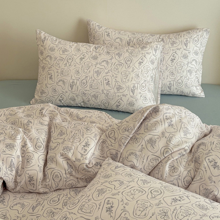 91家纺网 家纺一手货源 找家纺 塞纳 2026新款.全棉有氧双层纱四件套-场景二-浪漫主义-兰