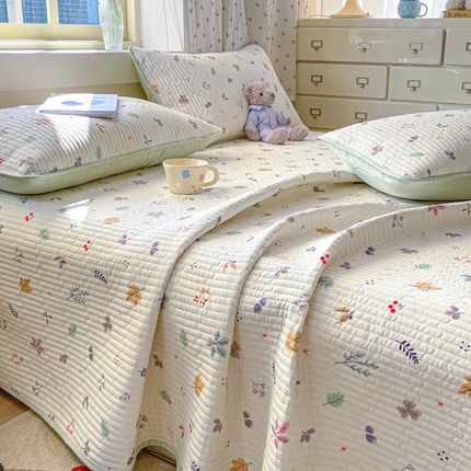 91家纺网 家纺一手货源 找家纺 857家居 2025新款针织双层纱床盖三件套 麦穗