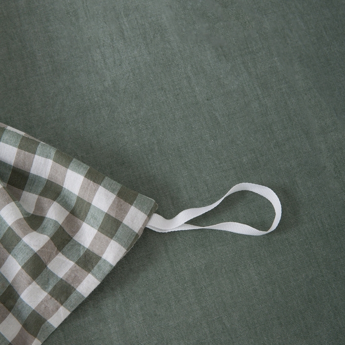 91家纺网 家纺一手货源 找家纺 玖弘家居 2025新款水洗棉单被套 绿小格