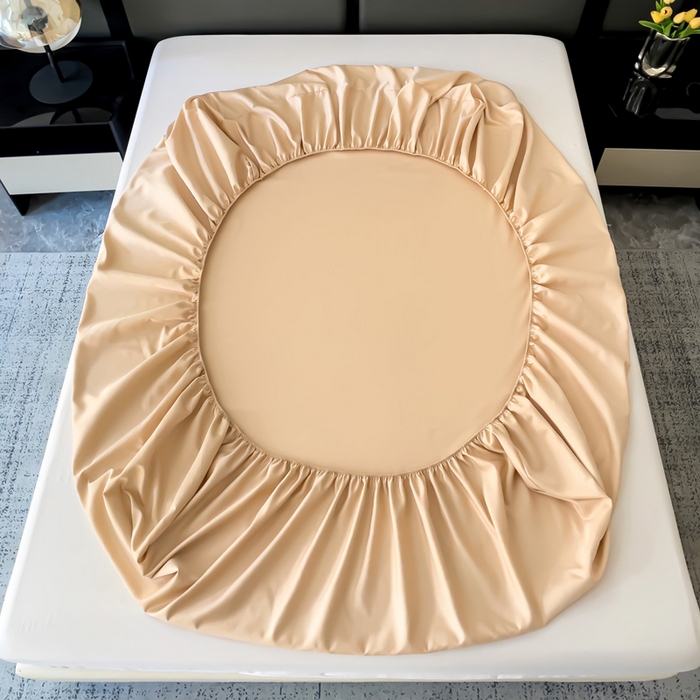 91家纺网 家纺一手货源 找家纺 纽缦家纺 2025新款纯色提花冰丝系列床笠单件-单床笠 麦穗黄