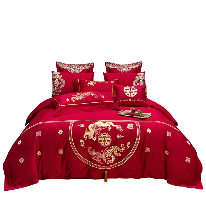 91家纺网 家纺一手货源 找家纺 甜咪咪婚庆 2025新款纯棉全棉面料刺绣结婚 婚庆 四件套 多件套  小红书推荐热款 锦绣