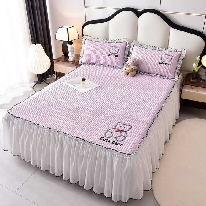 91家纺网 家纺一手货源 找家纺 炫拼家纺 2025新款coco熊床裙款乳胶凉席 coco熊-熏衣紫