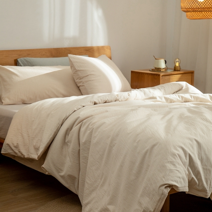 91家纺网 家纺一手货源 找家纺 玖弘家居 2025新款水洗棉单被套 米密条