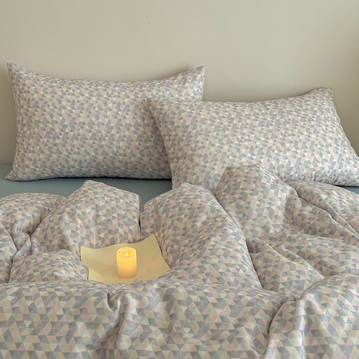 91家纺网 家纺一手货源 找家纺 塞纳 2026新款.全棉有氧双层纱四件套-场景二-赛琳娜-兰