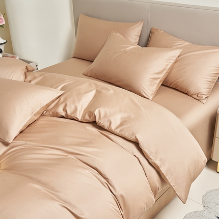 91家纺网 家纺一手货源 找家纺 （总）闲鱼家纺 2025新款亲肤舒适60S黑标A类全棉纯色四件套单被套单床笠-风格一