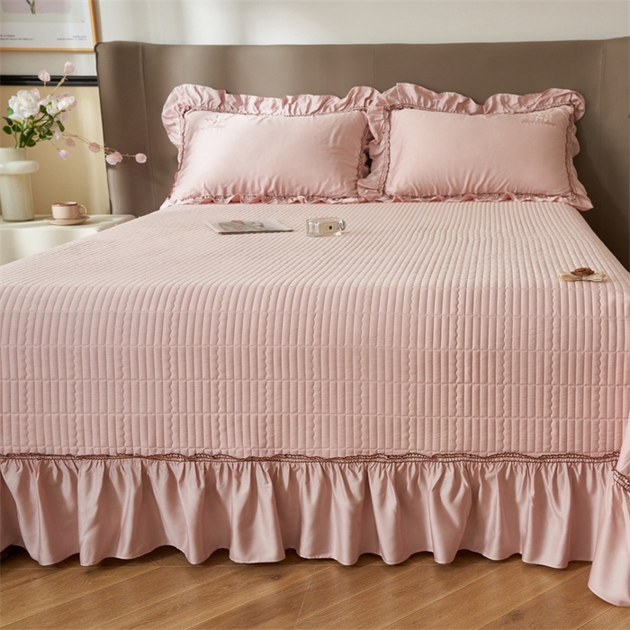 91家纺网 家纺一手货源 找家纺 恒爱家纺  2025新款莫代尔柔情似水多功能夏被床盖四件套			 			 浅豆沙