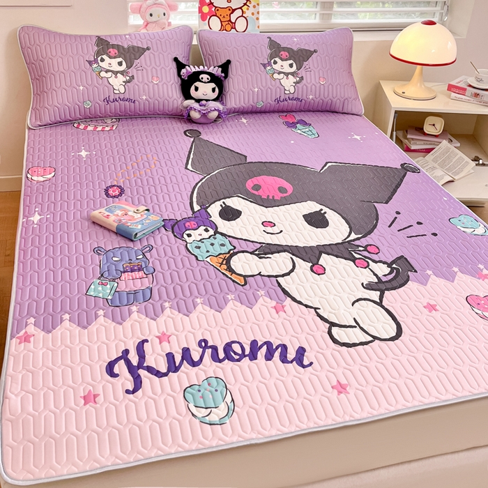 91家纺网 家纺一手货源 找家纺 金爱家 2025新款正版三丽鸥凉感乳胶凉席 冰淇淋库洛米