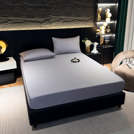 氧家2025新款60s贡缎长绒棉纯色随心配系列-床笠 高级灰