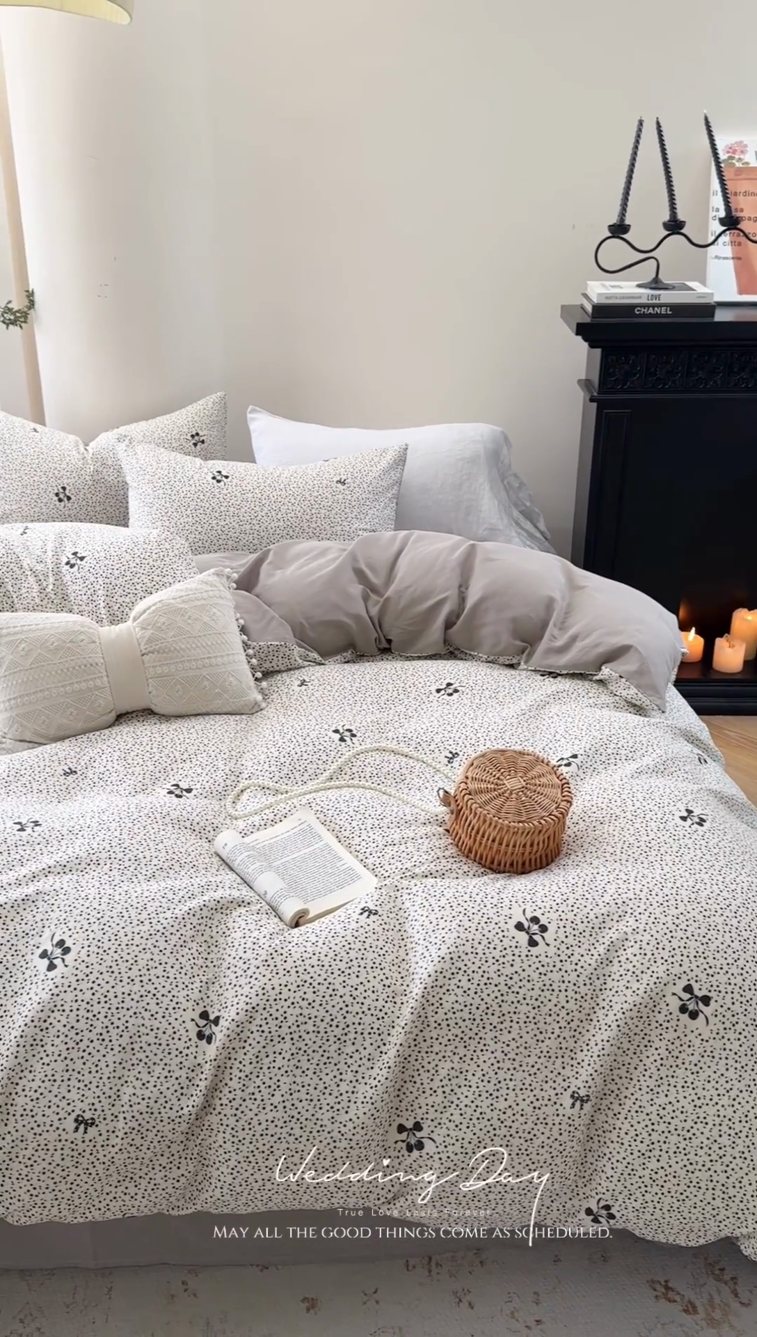 91家纺网 家纺一手货源 找家纺 2025新款全棉有氧双层纱四件套-碎花系列 白茶籽