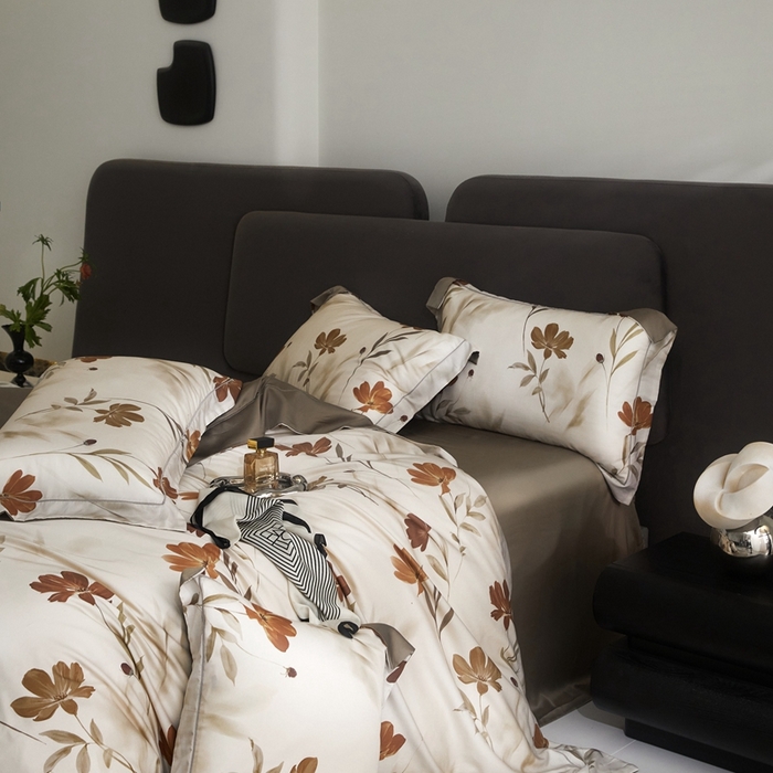 91家纺网 家纺一手货源 找家纺 金奇达2025新款【盛夏流年】-茧养莱赛尔四件套（标准号全网控价（折后券后）不低于258元） 幽兰寻香