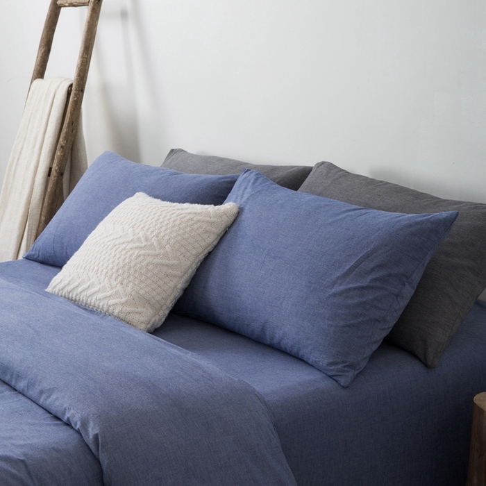 91家纺网 家纺一手货源 找家纺 玖弘家居 2025新款水洗棉单被套 牛仔蓝