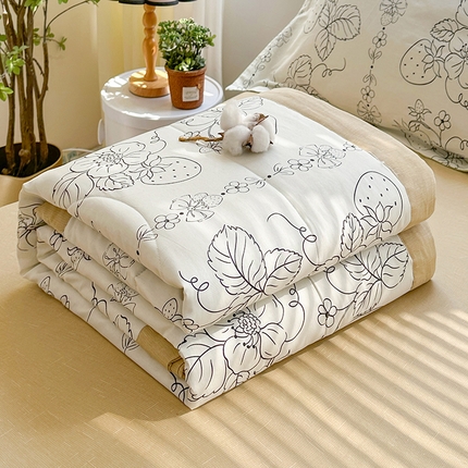 欧夏家纺 2025新款里外全棉印花夏被100%新疆棉花 草莓园