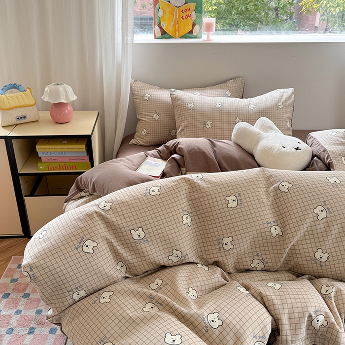 91家纺网 家纺一手货源 找家纺 2025新款全棉有氧双层纱四件套-卡通系列 汪汪格