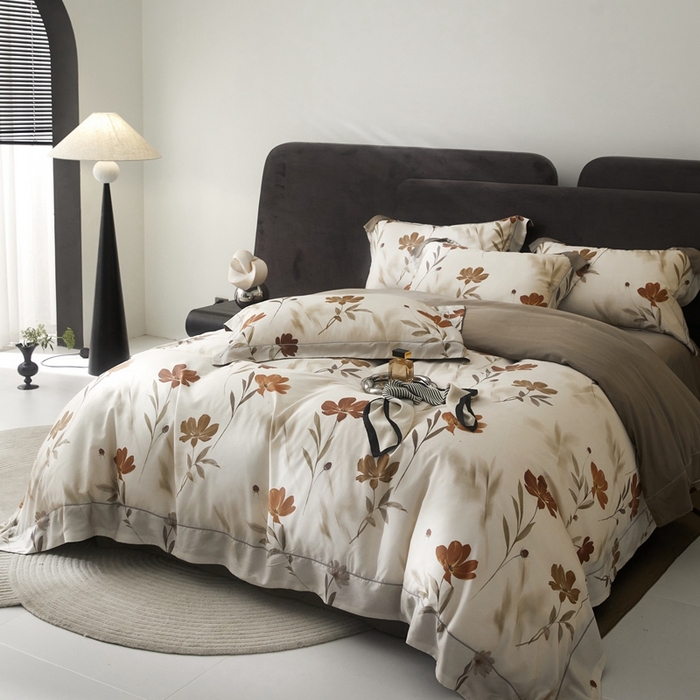 91家纺网 家纺一手货源 找家纺 金奇达2025新款【盛夏流年】-茧养莱赛尔四件套（标准号全网控价（折后券后）不低于258元） 幽兰寻香