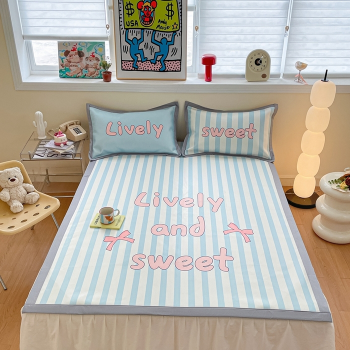 91家纺网 家纺一手货源 找家纺 川悦生活 2025新款大版凉感冰丝席三件套 半岛物语