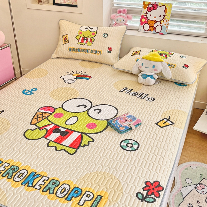 91家纺网 家纺一手货源 找家纺 金爱家 2025新款正版三丽鸥凉感乳胶凉席 夏日大眼蛙