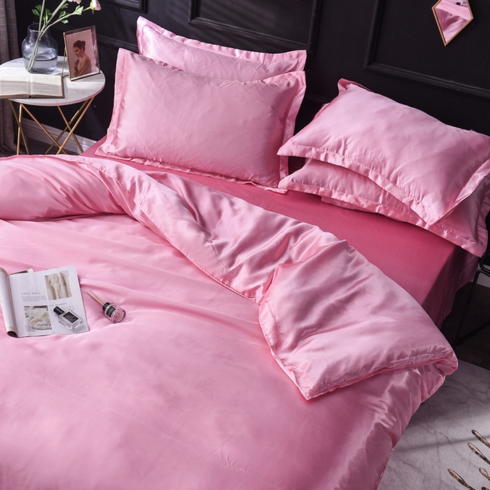 91家纺网 家纺一手货源 找家纺 经年 2025年特价款丝绸水洗冰丝四件套-单被套 直播爆款 粉色