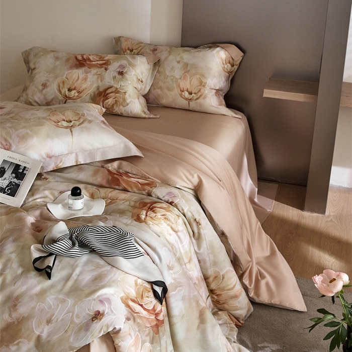 91家纺网 家纺一手货源 找家纺 金奇达2025新款【艺术花卉】-茧养莱赛尔四件套（标准号全网控价（折后券后）不低于228元） 瑞贝卡