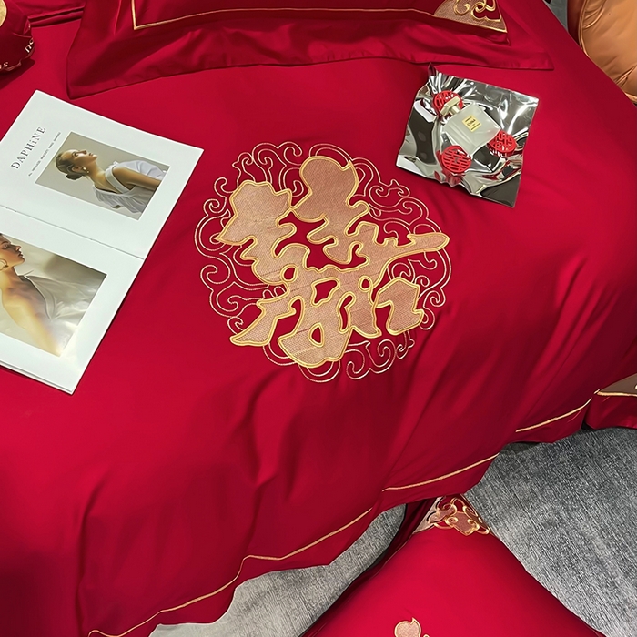 91家纺网 家纺一手货源 找家纺 甜咪咪婚庆 2025新款纯棉全棉面料刺绣结婚 婚庆 四件套 多件套  小红书推荐热款 大喜之日