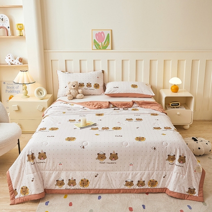 91家纺网 家纺一手货源 找家纺 （总）欢乐季  2025新款A类抗菌双层纱大豆夏凉被空调被夏被四件套