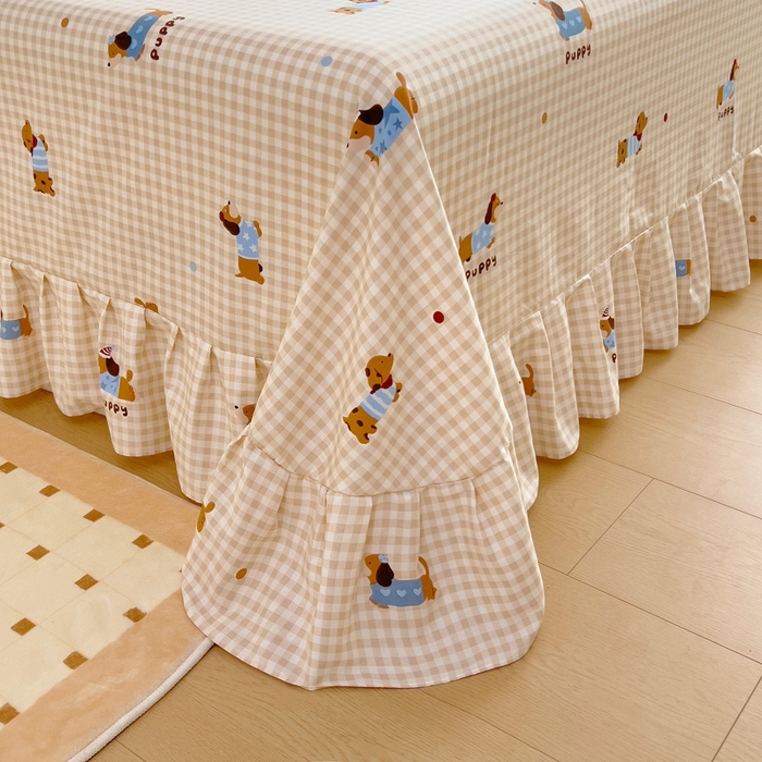 91家纺网 家纺一手货源 找家纺 情煊家纺 2025新款全棉花边款枕套 俏皮狗