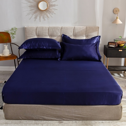 经年 2025年特价款丝绸水洗冰丝四件套-单床笠 直播爆款 深蓝