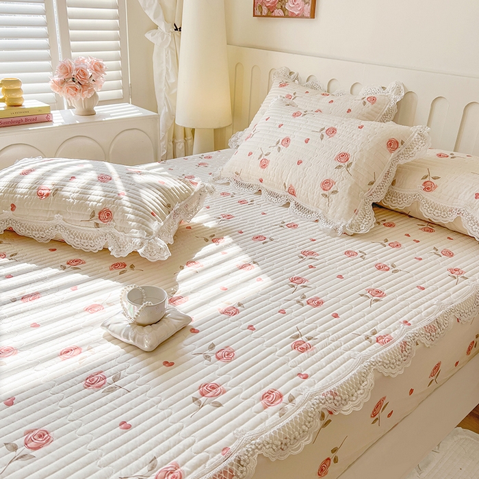 91家纺网 家纺一手货源 找家纺 麒豆豆 2025新款天丝印花床笠 西西里玫瑰