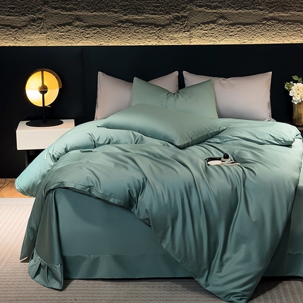 91家纺网 家纺一手货源 找家纺 （总）氧家2025新款60支全棉贡缎纯色四件套