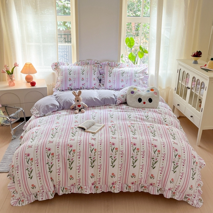 91家纺网 家纺一手货源 找家纺 雨帆家纺2025新款水洗棉印花四件套 繁华似锦